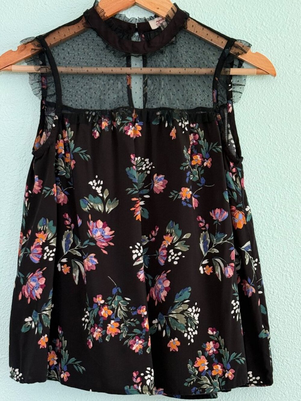 Arizona Jeans Floral Lace Sleeveless Blouse Size XS